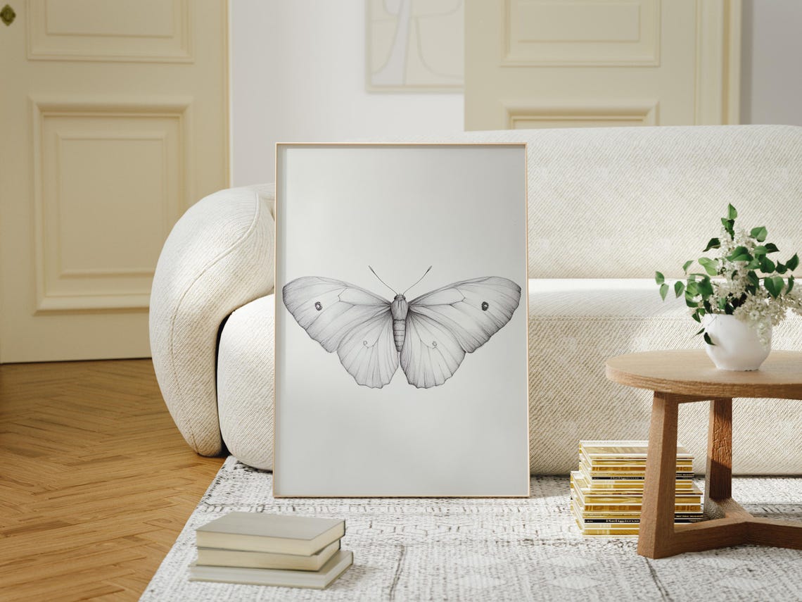 Butterfly Sketch, Minimalist Nature Art Print - Image 2