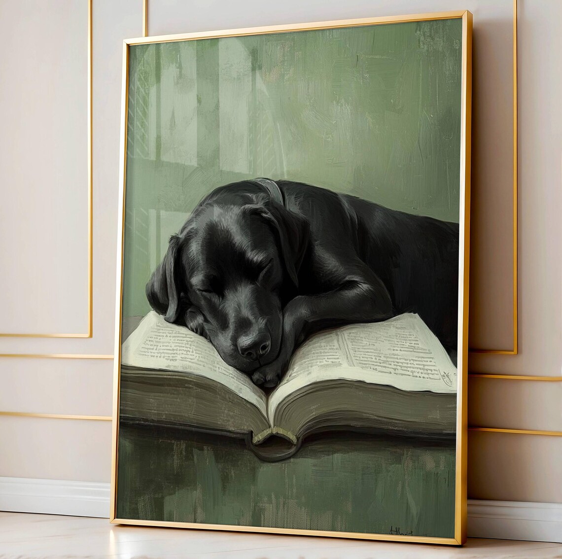 Black Lab Labrador Retriever Vintage Dog Art Print