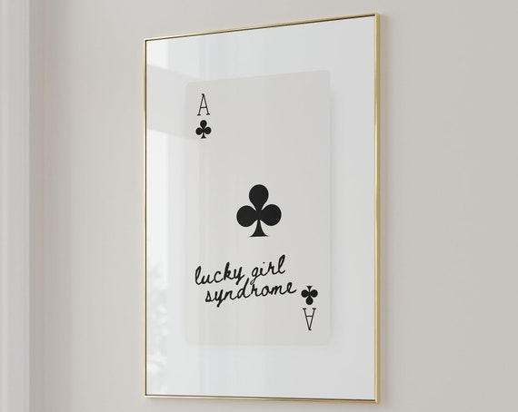 Lucky Girl Syndrome Playing Cards Wall Art Dorm Decor Trendy Ace Of Hearts Preppy Retro Vintage Poster Minimalist Wall Art