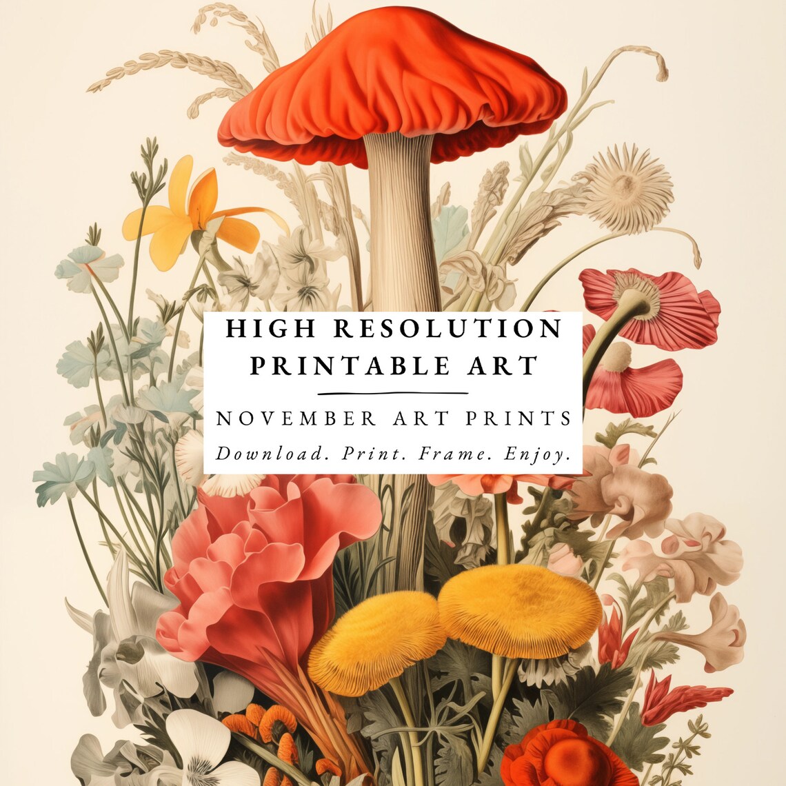 Vintage Mushroom Print Set, Retro Botanical Art Print - Image 4
