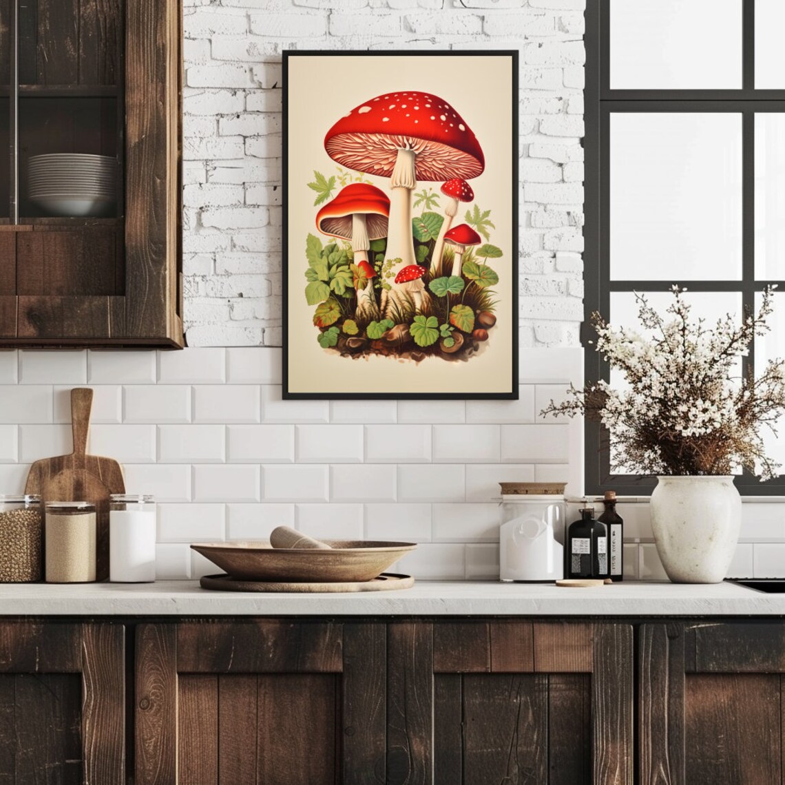 Retro Mushroom Print, Vintage Cottage Kitchen Art - Image 6