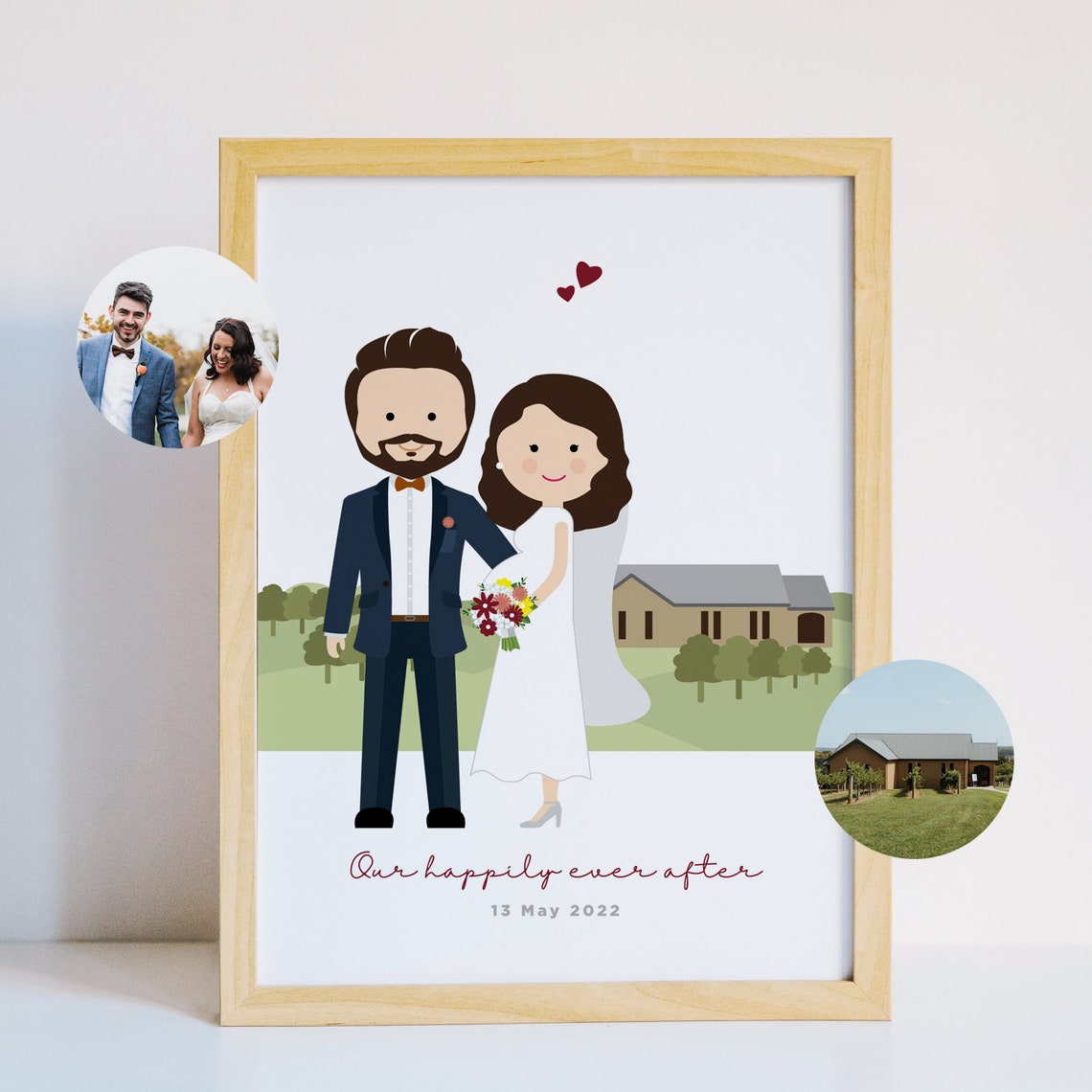 Personalized Famille Pinguilly Wedding Beetle Car Illustration Poster - Image 5