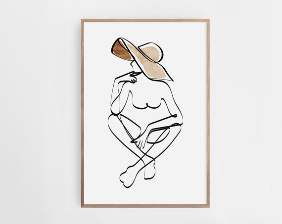 Woman Line Art Print Beige Abstract Wall Art Modern Wall Art Minimalist Print Wall Decor Living Room Wall Art Scandinavian Print