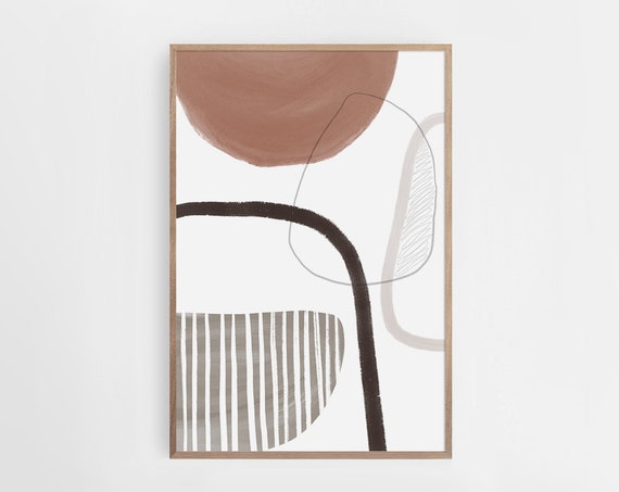 Neutral Brown Gray Art Abstract Art Print Pastel Wall Art Abstract Wall Art Living Room Wall Art