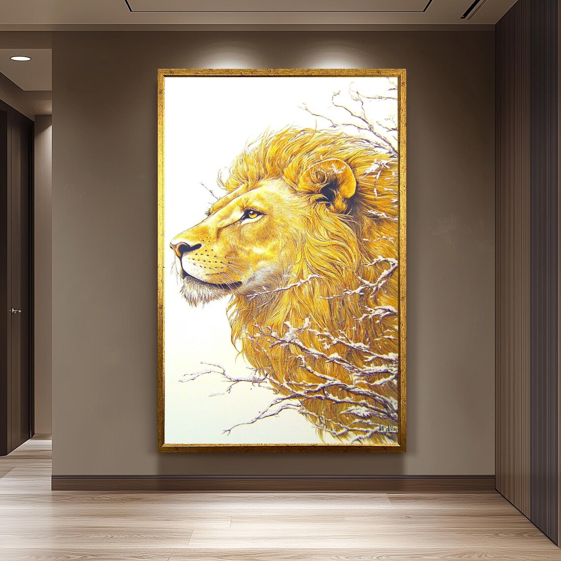 Golden Lion Painting, Regal Wildlife Art Print