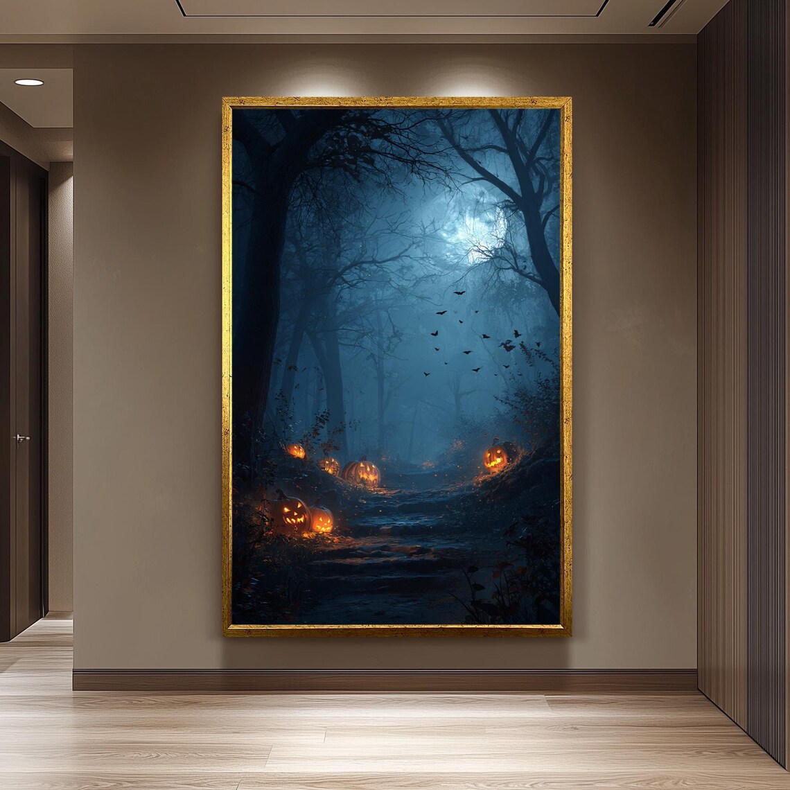 Dark Haunted Forest Trail, Spooky Halloween Poster