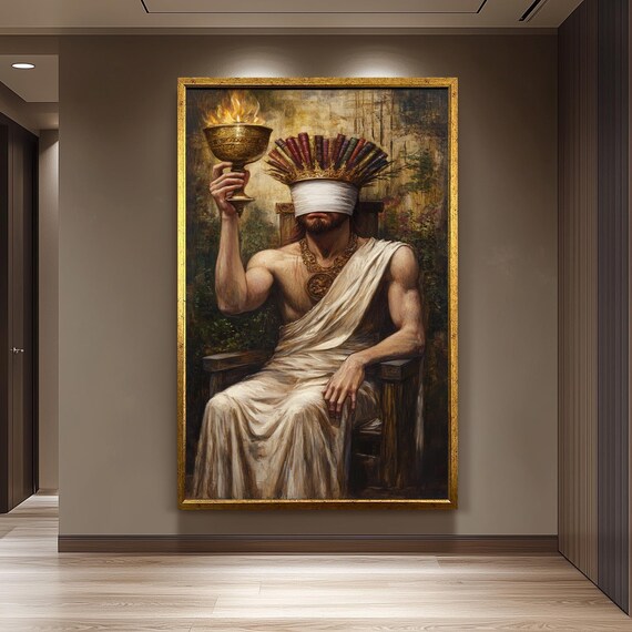 Blindfolded King Art Print, Gothic Dark Academia Portrait