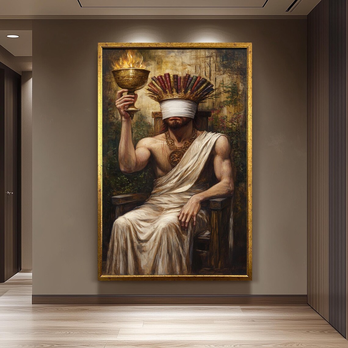 Blindfolded King Art Print, Gothic Dark Academia Portrait