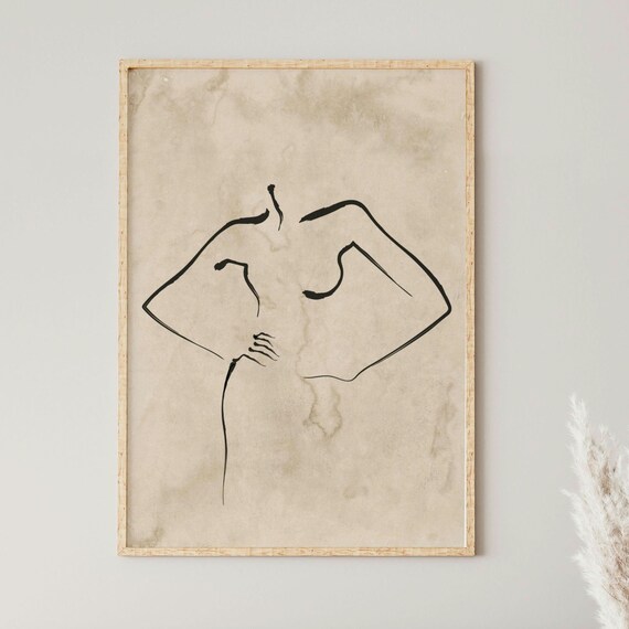 Abstract Neutral Line Art Female Torso Body Minimalist Poster