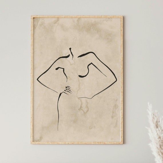 Abstract Neutral Line Art Woman Print Silhouette Print Minimalist Wall Art Aesthetic Poster Trendy Prints Wall Art