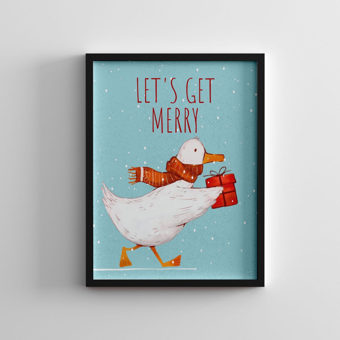 Lets Get Merry Christmas Duck Scarf Gift Cute Holiday Poster Kids - Image 2