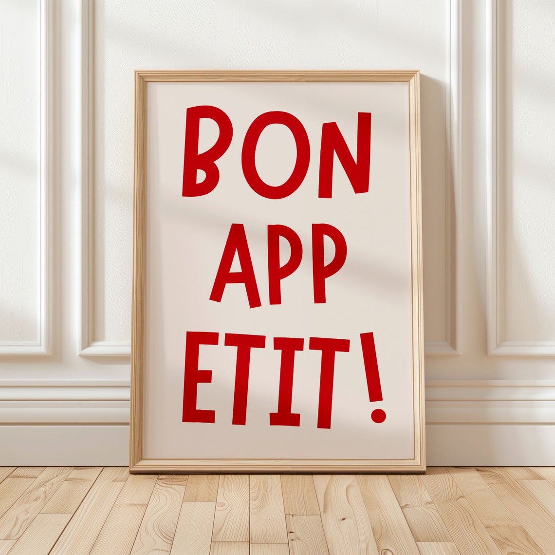 Bold Bon App Etit Red Typography French Bistro Kitchen Poster