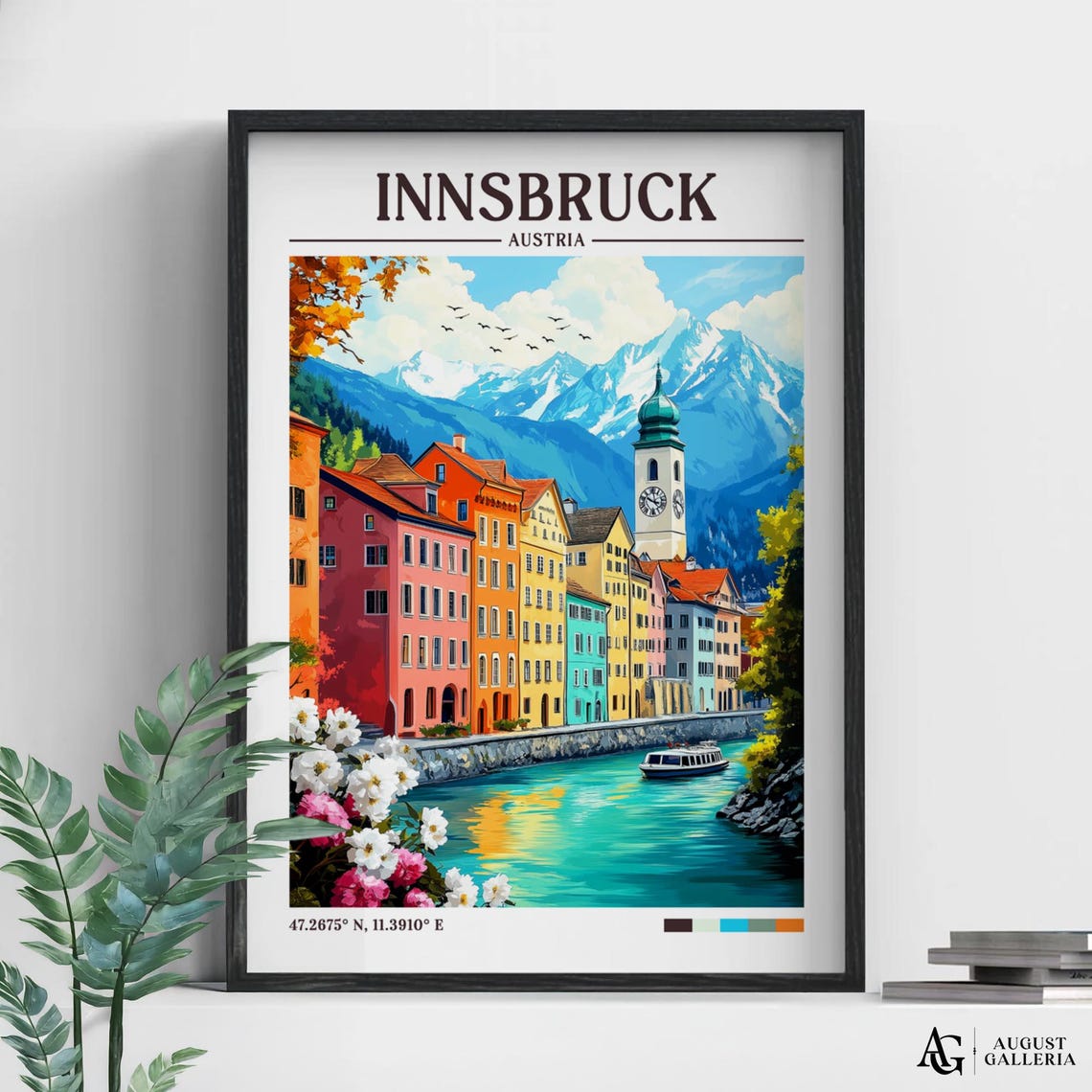 Innsbruck Austria Retro Travel Print Wanderlust Posters Illustration Wall Art Framed Prints Canvas Poster