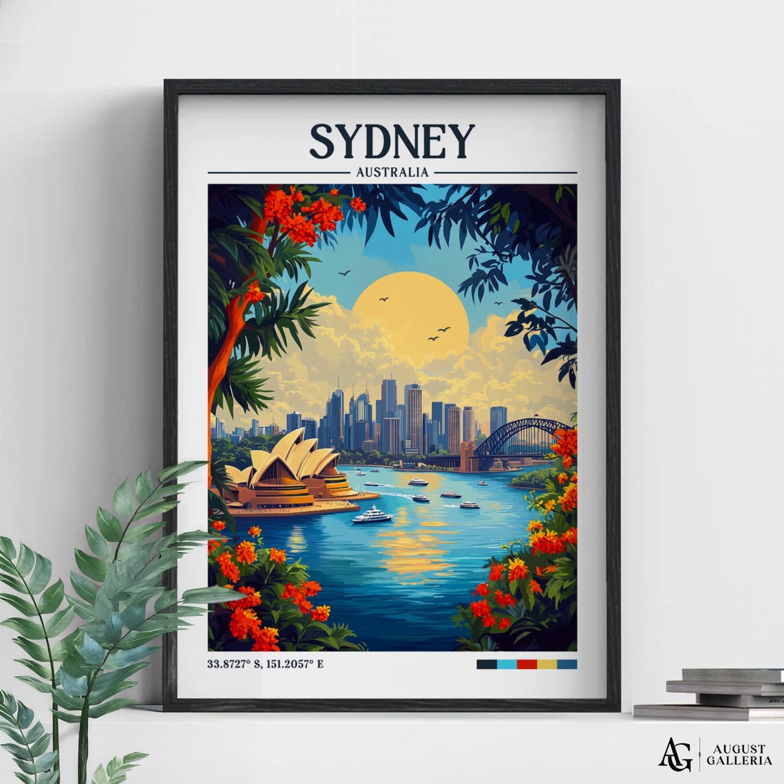 Sydney Retro Travel Print Wall Art Framed Canvas Poster Illustration Wanderlust