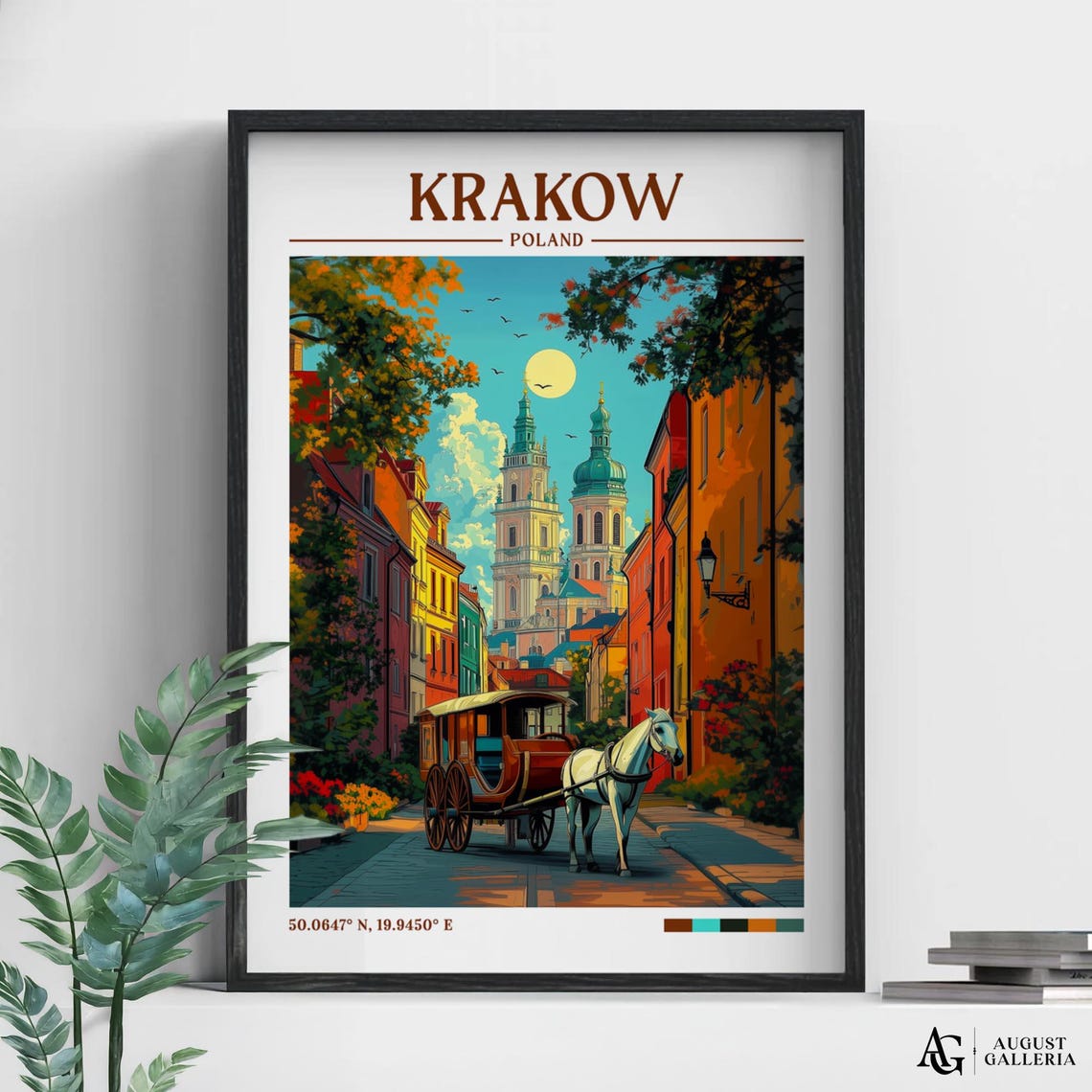 Krakw Poland Retro Travel Print Wanderlust Posters Illustration Wall Art Framed Prints Canvas Poster