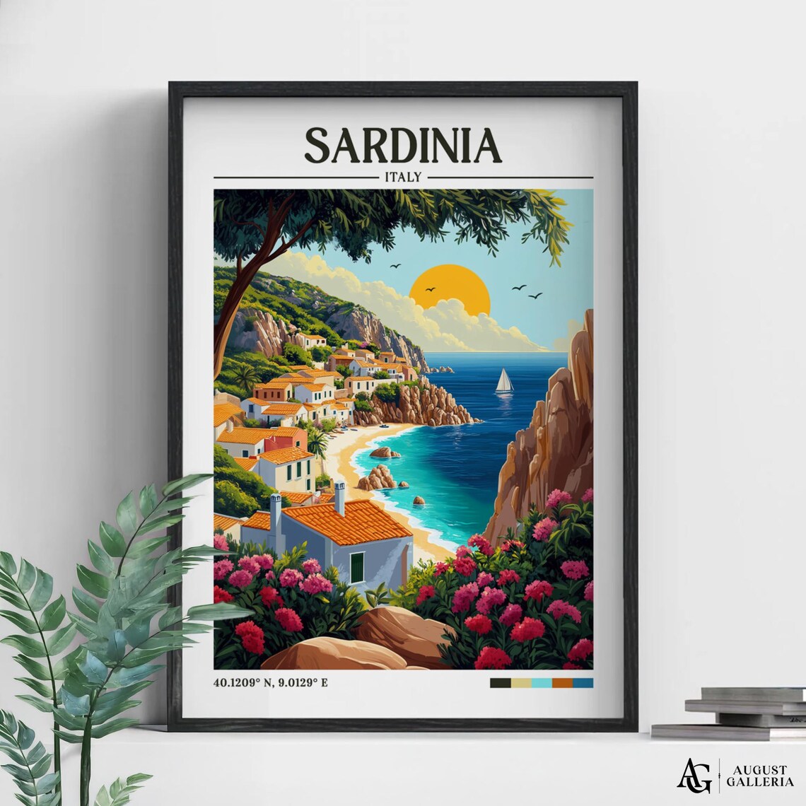 Sardinia Italy Retro Travel Poster, Wanderlust