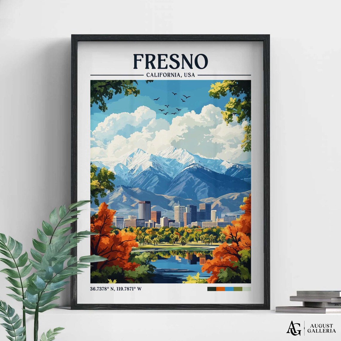 Fresno Retro Travel Poster, Wanderlust Illustration