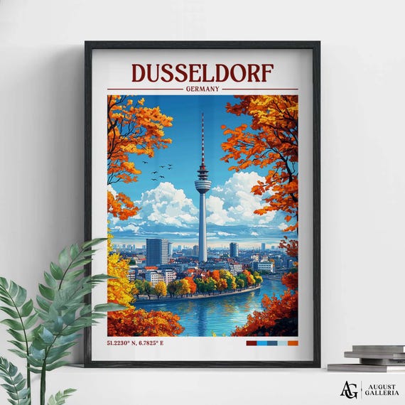 Dsseldorf Germany Retro Travel Poster