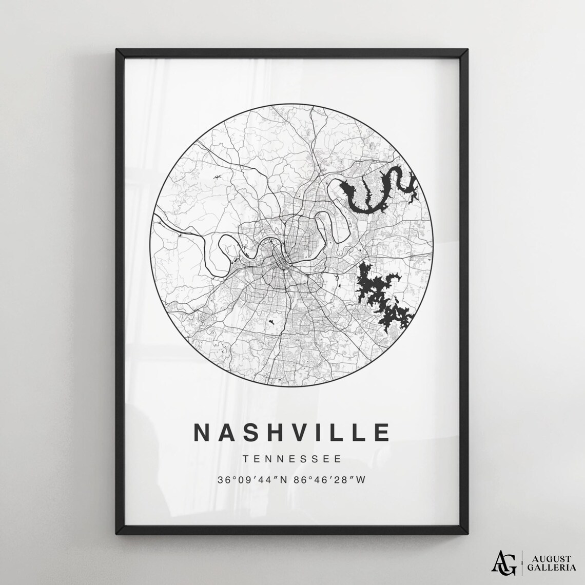 Nashville Tennessee Minimalist Circular City Map Coordinates Decor Poster