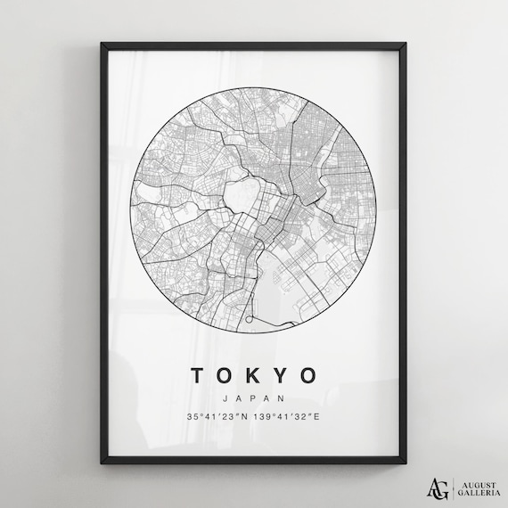 Tokyo Japan Minimalist City Map Poster with Coordinates Artwork