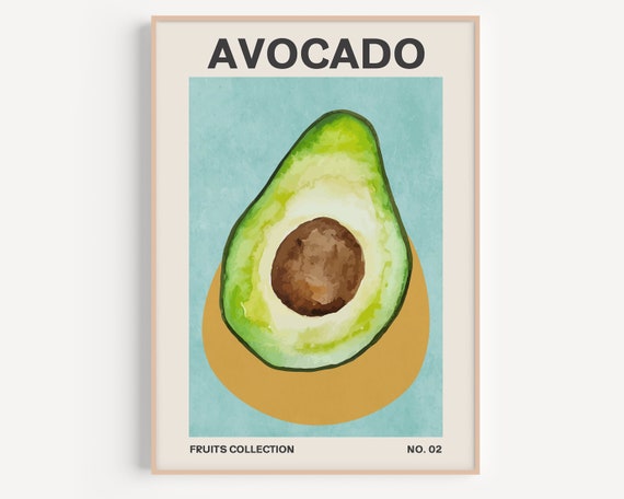 Avocado Print Avocado Poster Midcentury Modern Decor Vegan And Vegetarian Posters Tropical Fruits Print Fruit Art Print Food Print