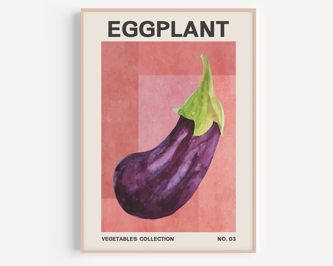 Eggplant Watercolor Purple Vegetable Kitchen Retro Print Art