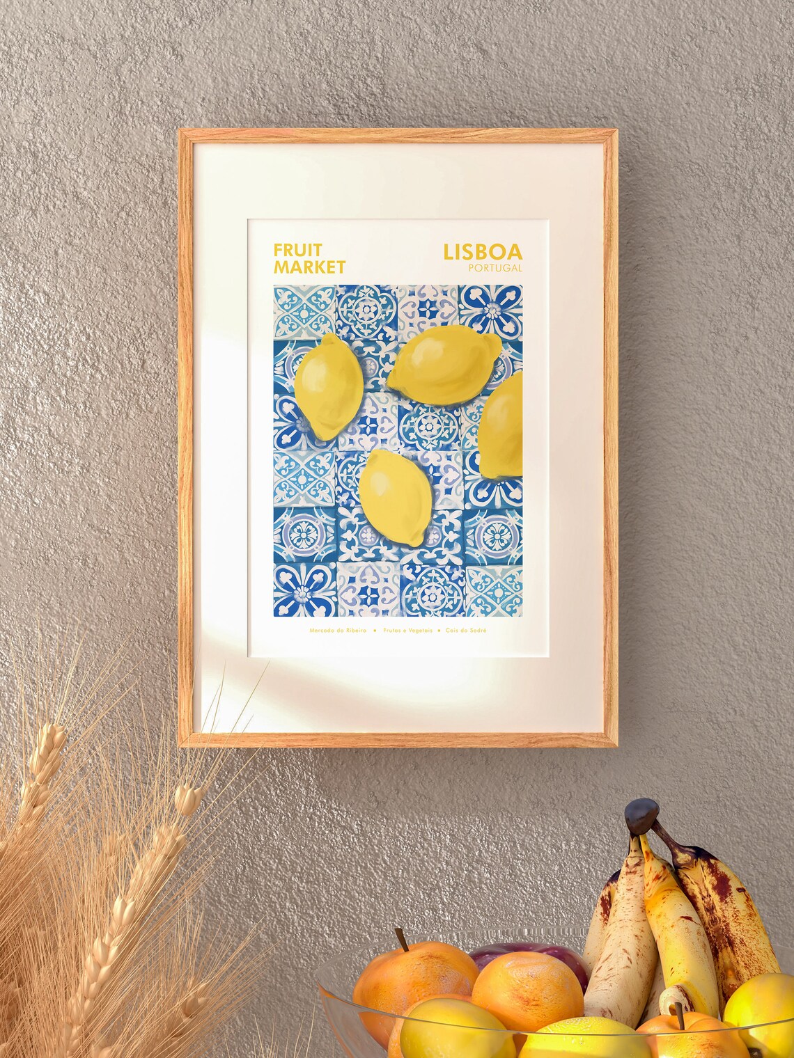 Lemon Print Kitchen Wall Art, Lisbon Travel Poster - Image 4