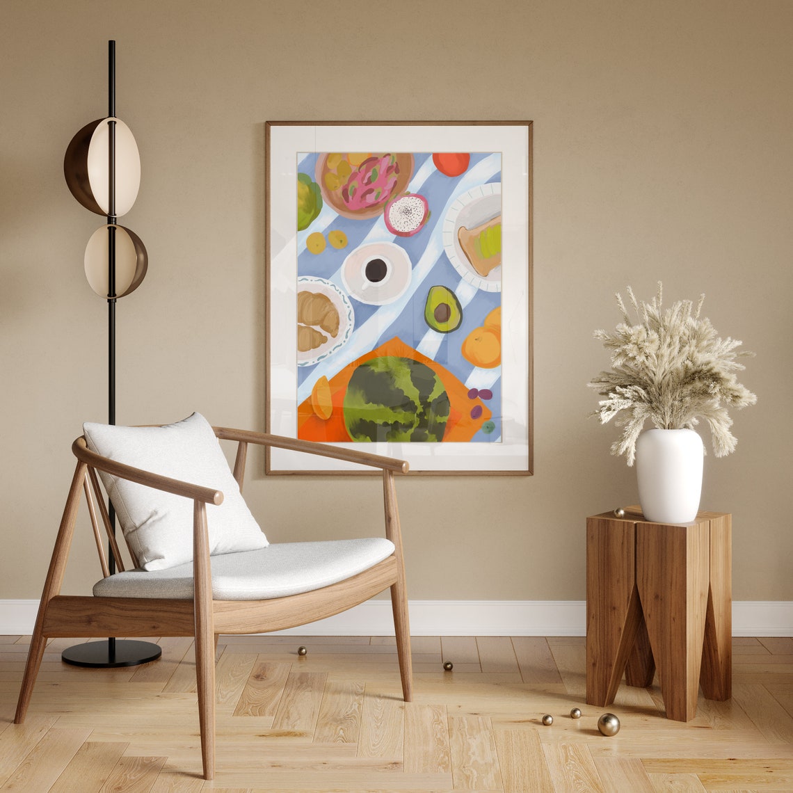 Colorful Breakfast Picnic Spread Coffee Croissant Fruit Poster - Image 5
