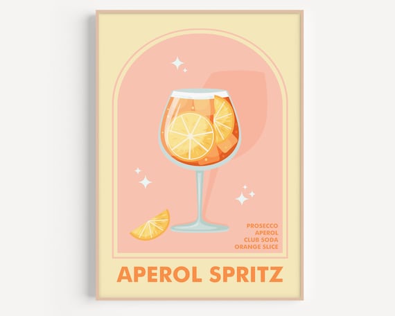 Aperol Spritz Retro Cocktail Arch Drink Recipe Kitchen Poster
