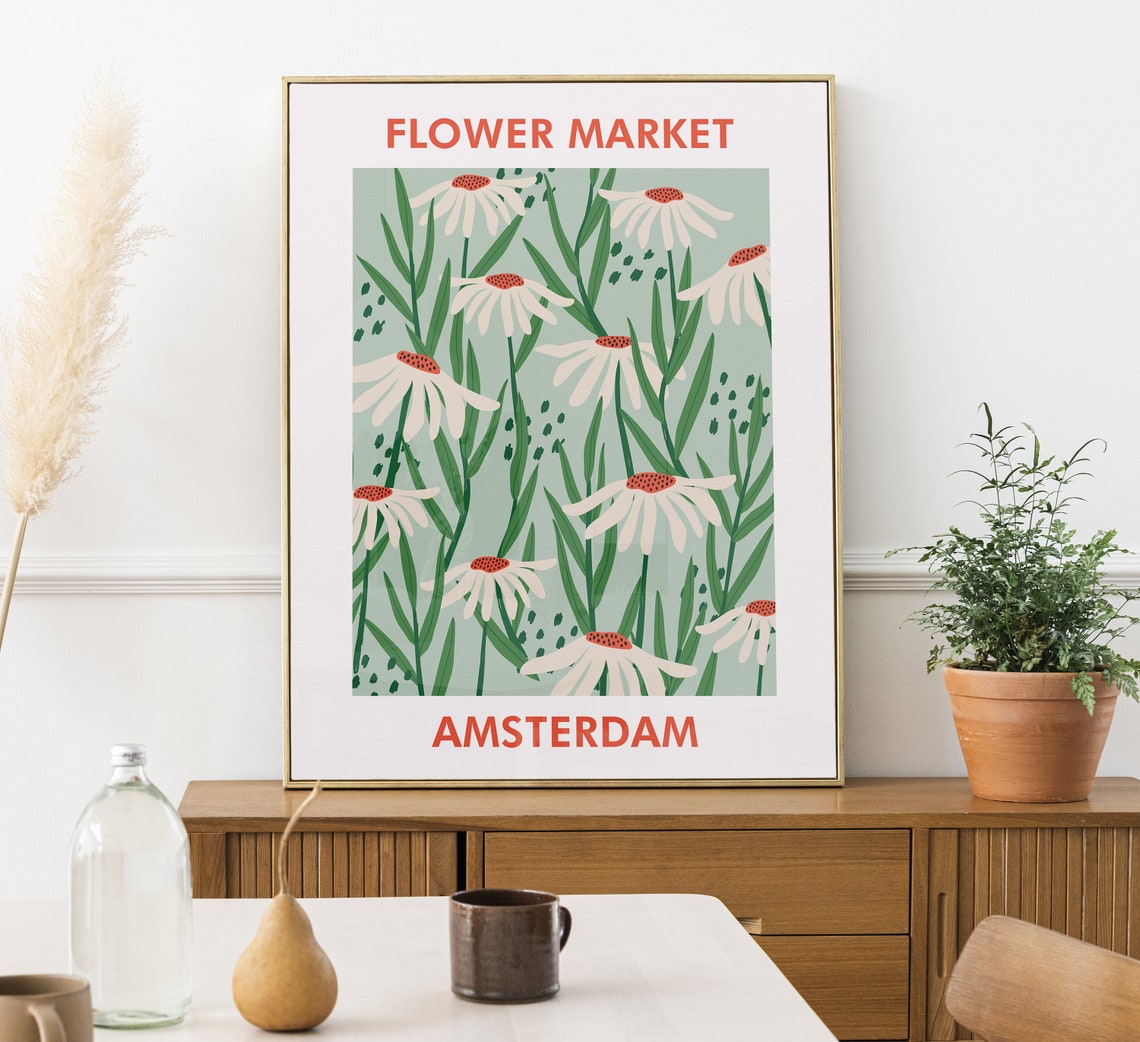 Amsterdam Flower Market Poster Flower Market Print Wall Art Matisse Flower Retro Wall Art Flower Shop Sign Flower Retro - Image 4