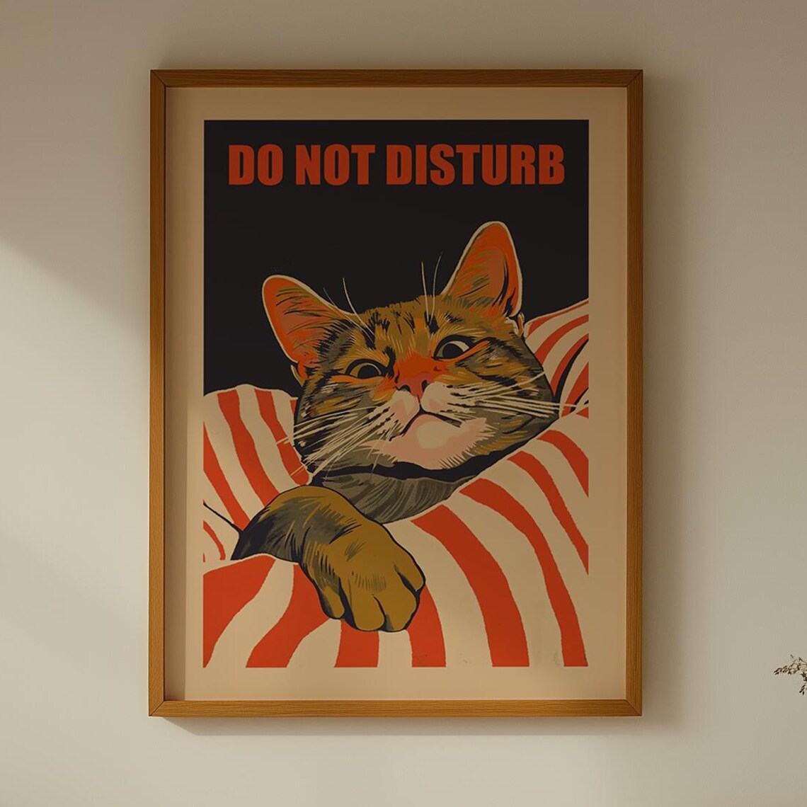 Do Not Disturb Retro Sleepy Cat Poster Print