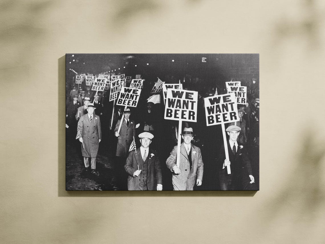 Beer Protest We Want Beer Photo Bar Decor Forbidden Brewery Prohibition Wall Art Black And White Art Funny Wall Art Beer Art - Image 3