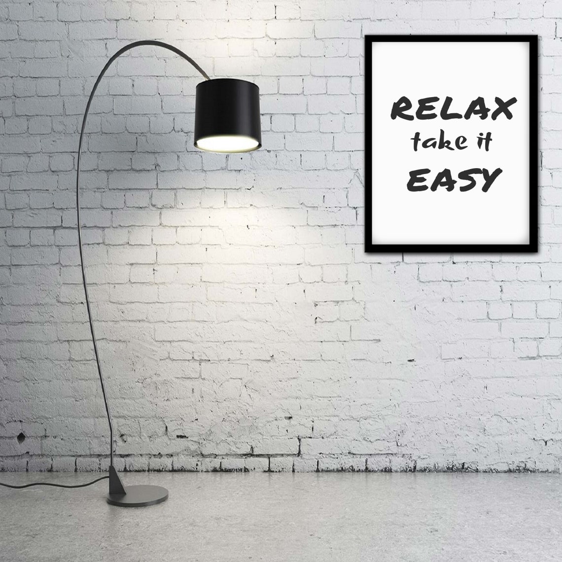 Relax Take It Easy Motivational Quote Minimalist Black White Poster - Image 3