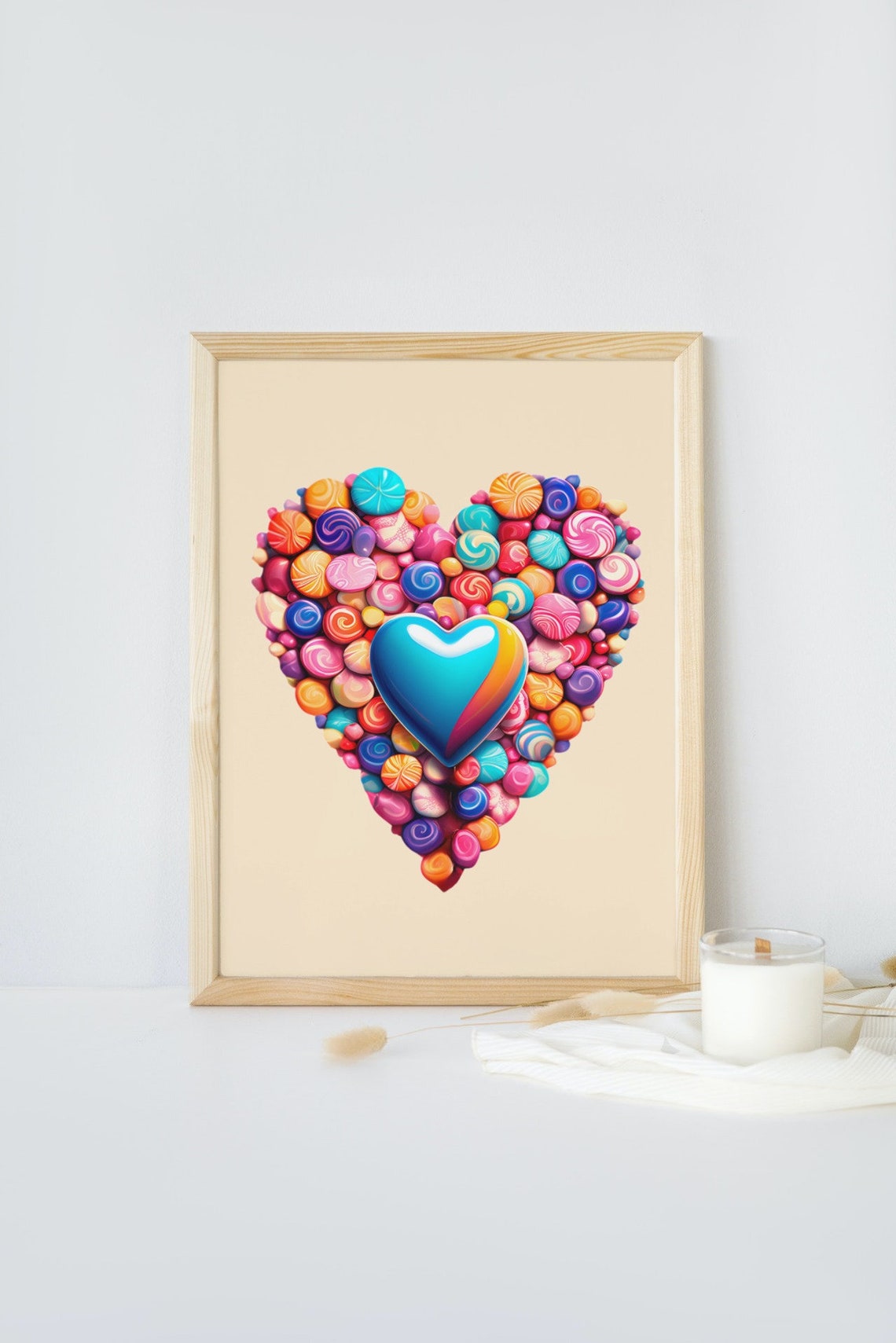 Candy Heart Colorful Sweet Lollipop Love Art Valentine Wall Poster - Image 4