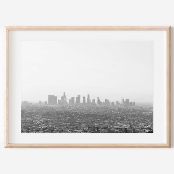 Los Angeles Photo City Wall Art Print, Black And White
