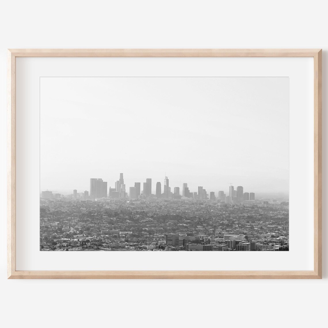 Los Angeles Photo City Wall Art Print, Black And White