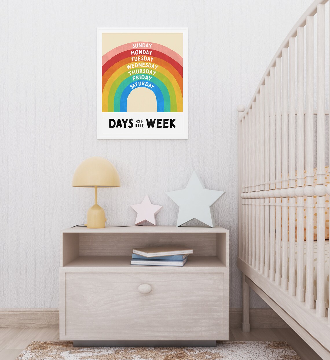 Rainbow Days Of The Week Nursery Art Print - Image 4