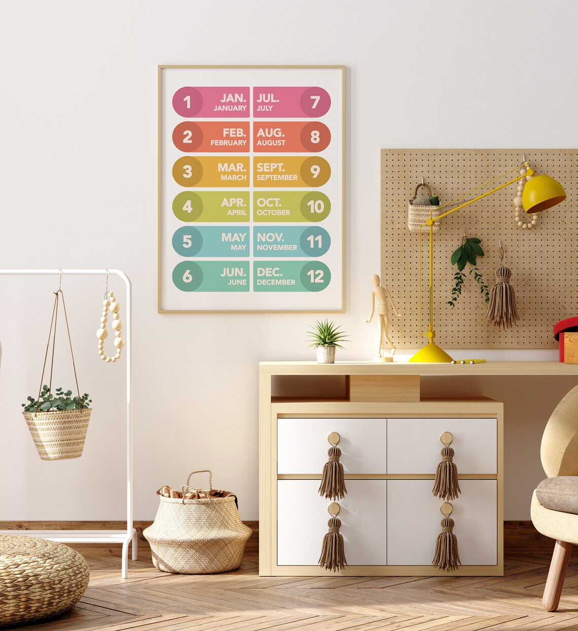 Months of the Year Poster, Tropical Pastel Learning