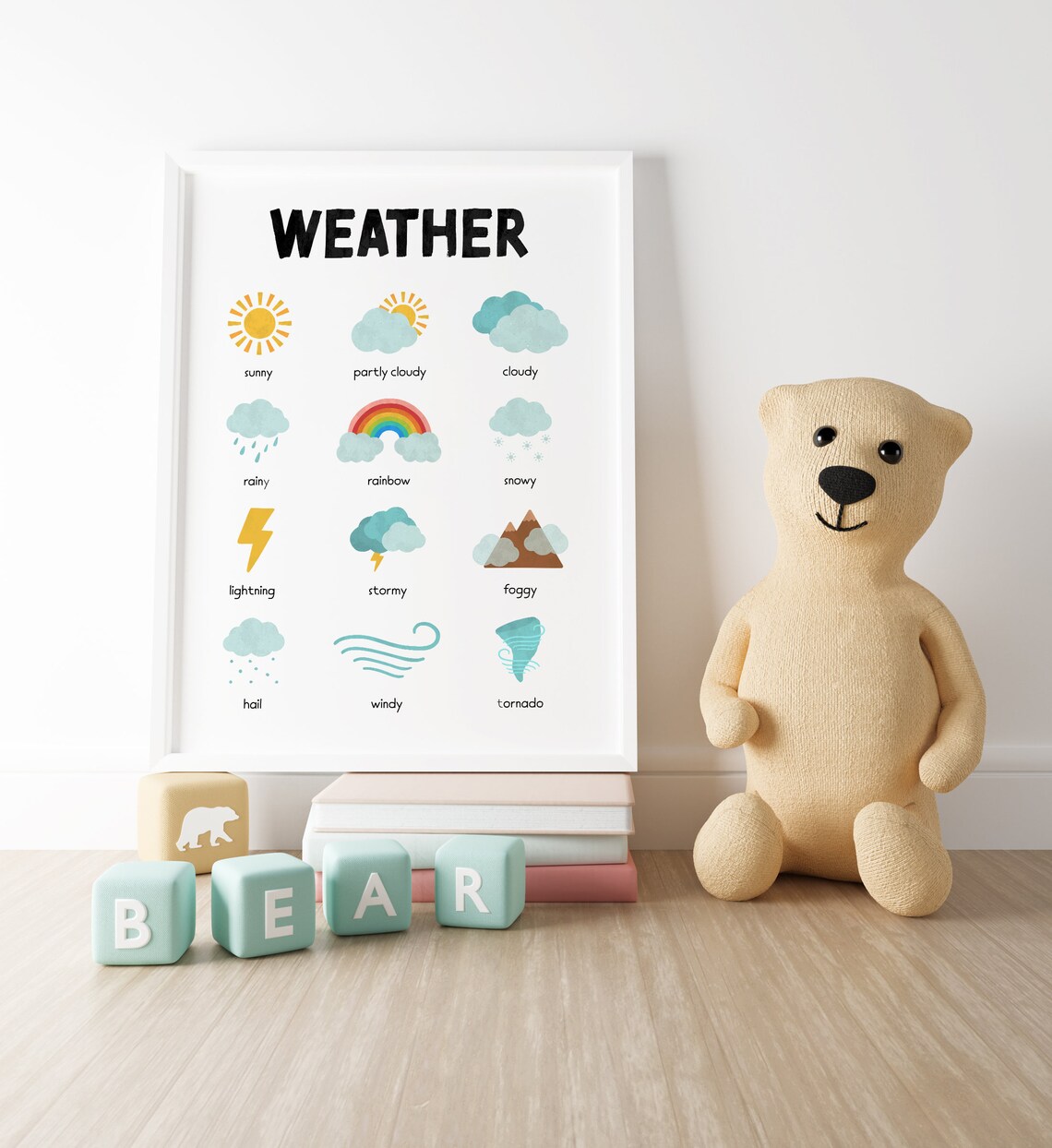 Rainbow Weather Teaching Poster, Preschool Decor - Image 3