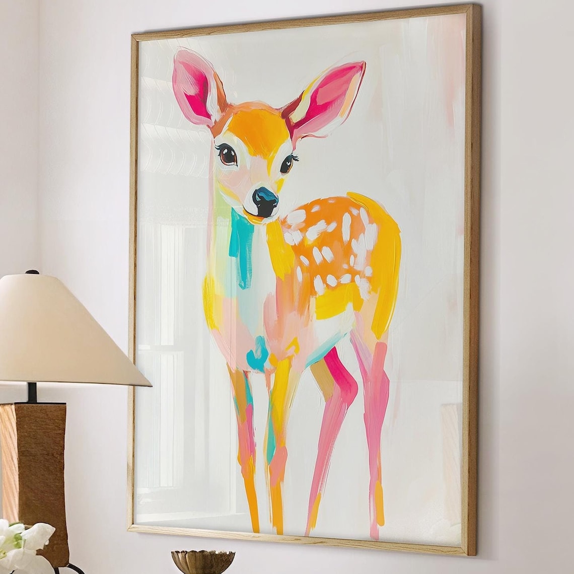 Colorful Standing Fawn Modern Pop Art Wildlife Animal Poster