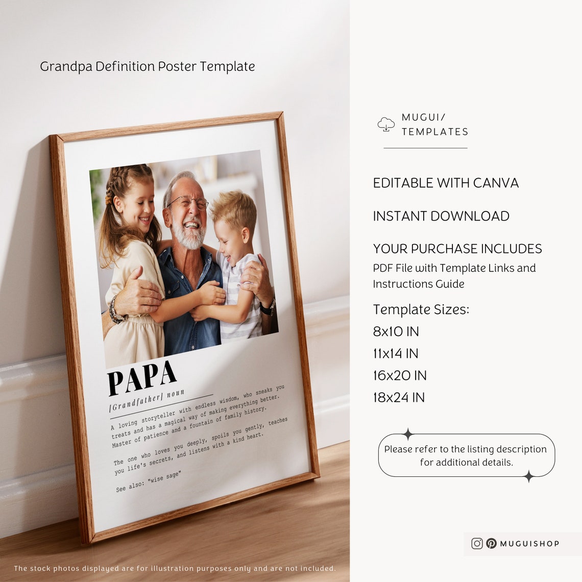 Papa Definition Customizable Grandfather Gift, Art Print - Image 6