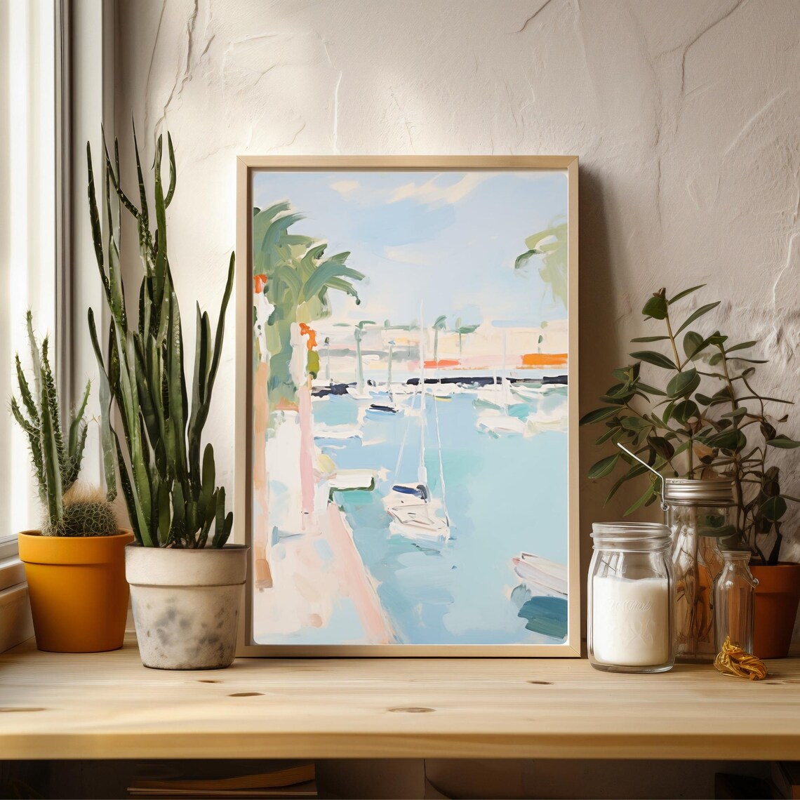 Palma Mallorca Harbor, Abstract Watercolor Art Print - Image 2
