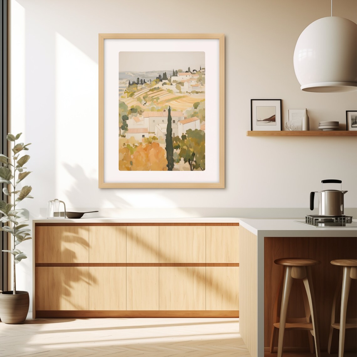 Provence France Countryside Cypress Hills Terracotta Watercolor Poster - Image 3