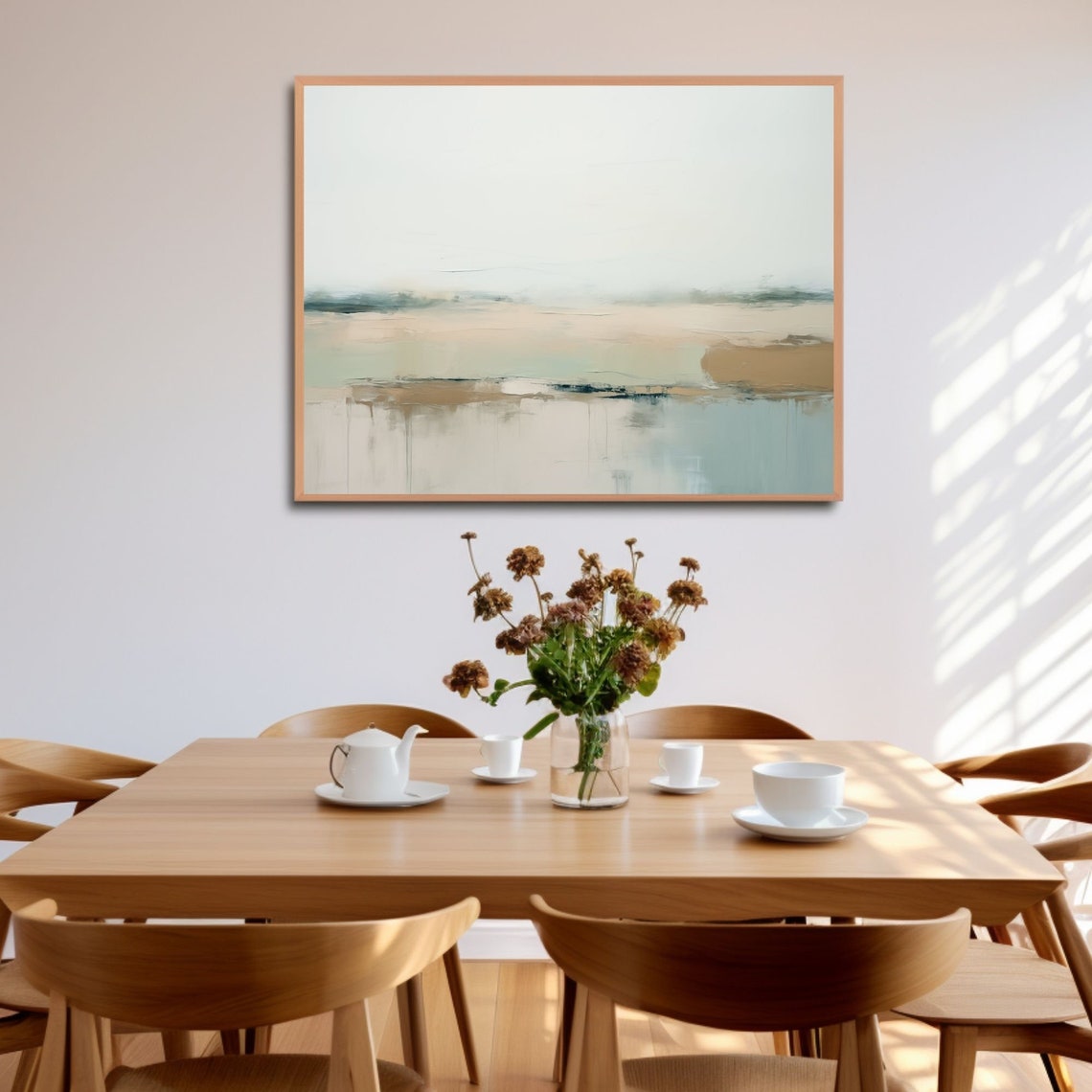 Minimalist Beige Horizon Soft Neutral Abstract Beachscape Poster - Image 2