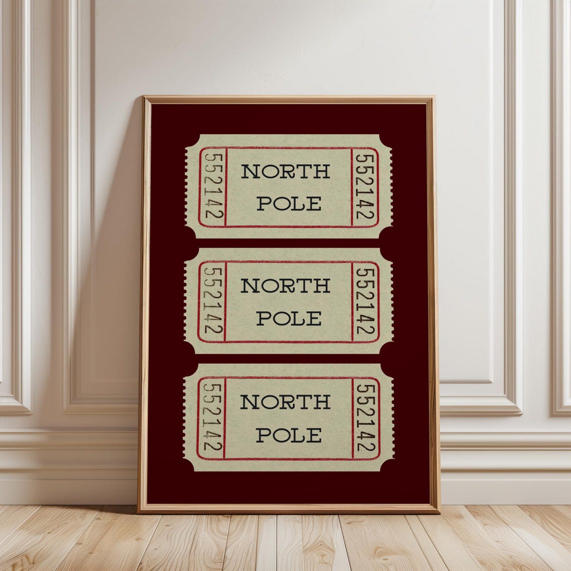 North Pole Vintage Train Ticket Trio Christmas Holiday Poster