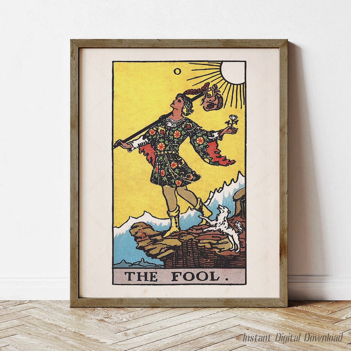 The Fool Tarot Card Vintage Rider Waite Smith Occult Art Print