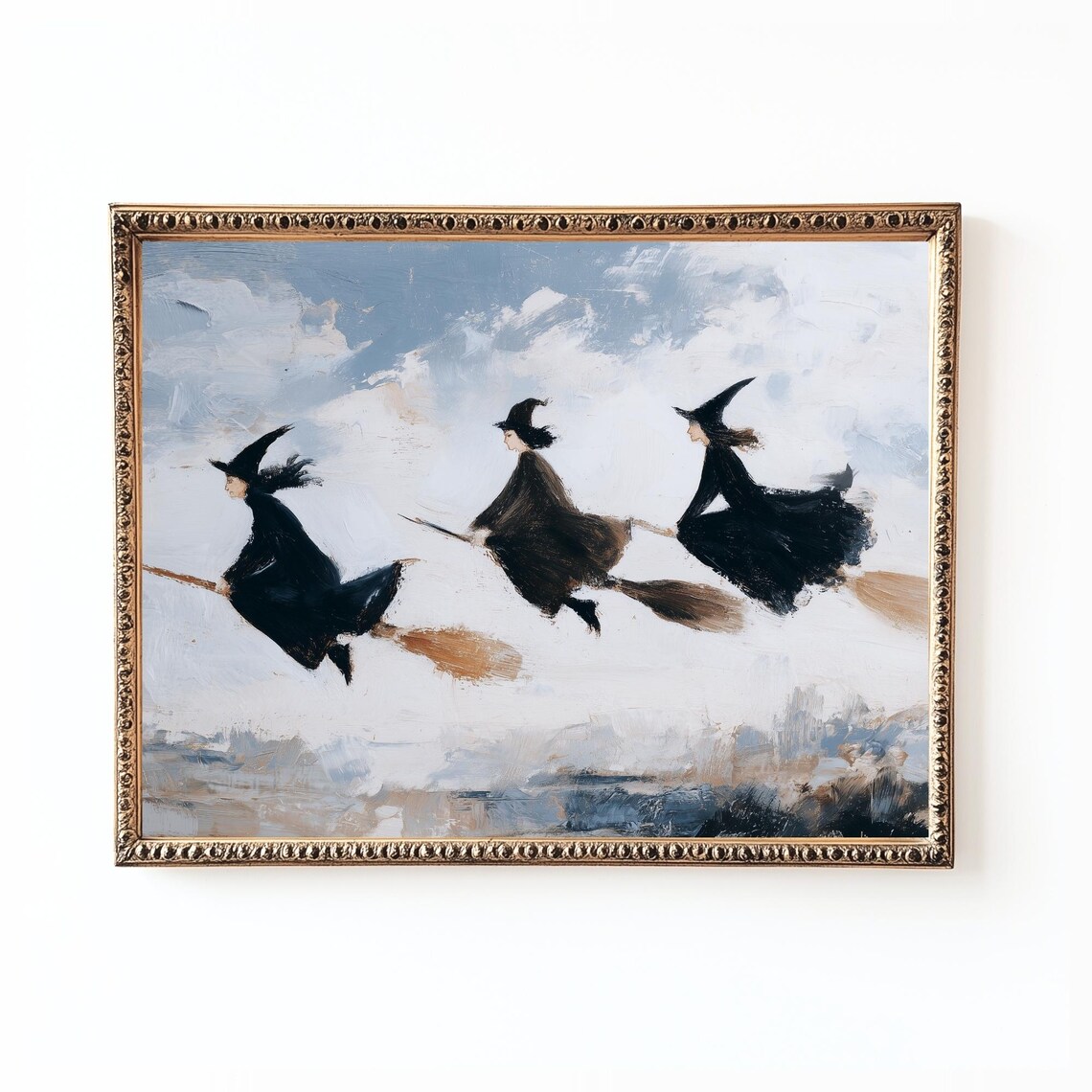 Vintage Halloween Witch Poster, Spooky Autumn
