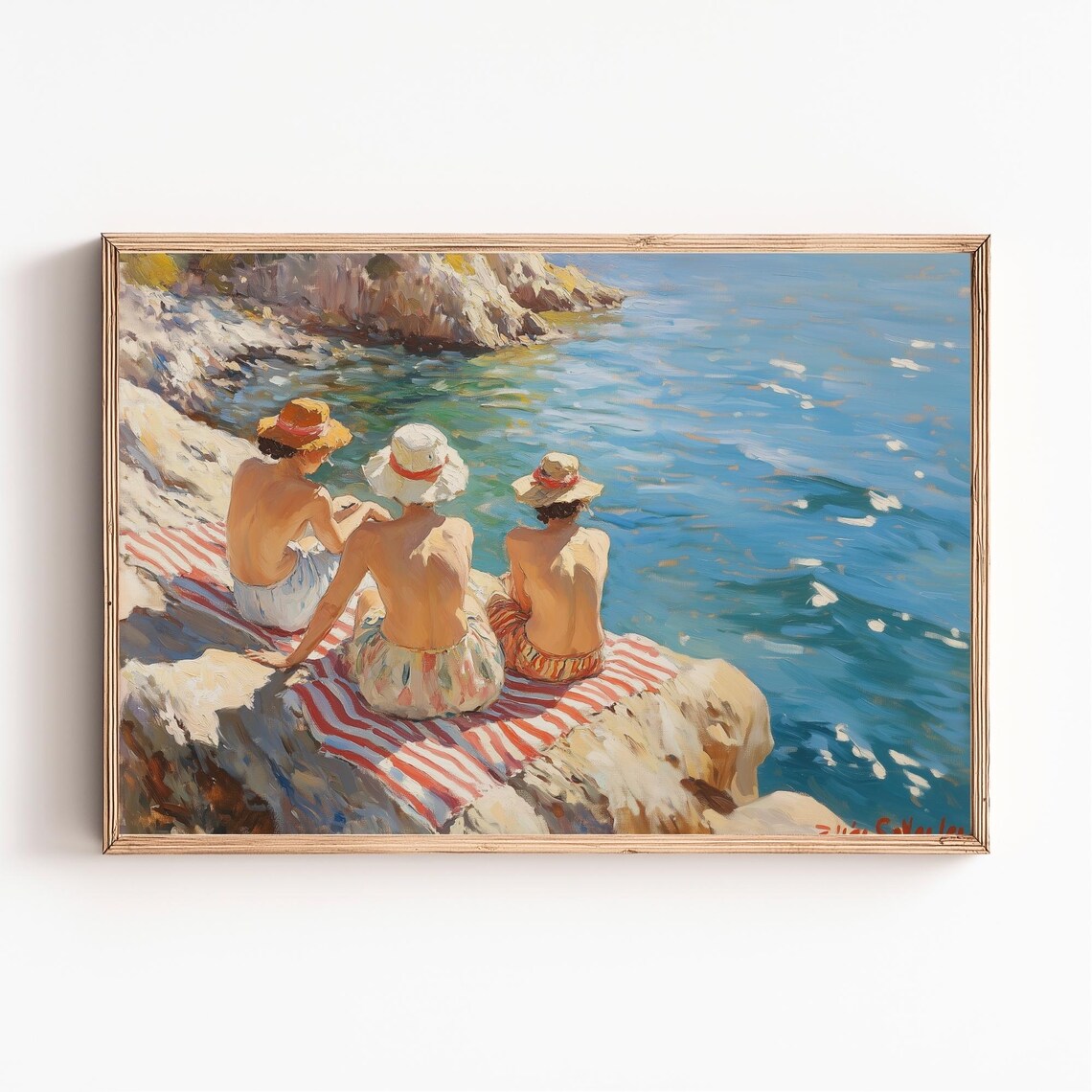 Vintage French Riviera Travel Poster, Seascape