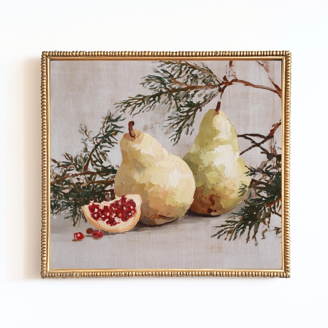Pear Pomegranate Kitchen Art Print, Winter Still Life