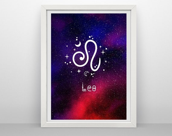 Leo Zodiac Wall Art Instant Zodiac Gift Astrological Print Art Wall Art Downloadgift For Her